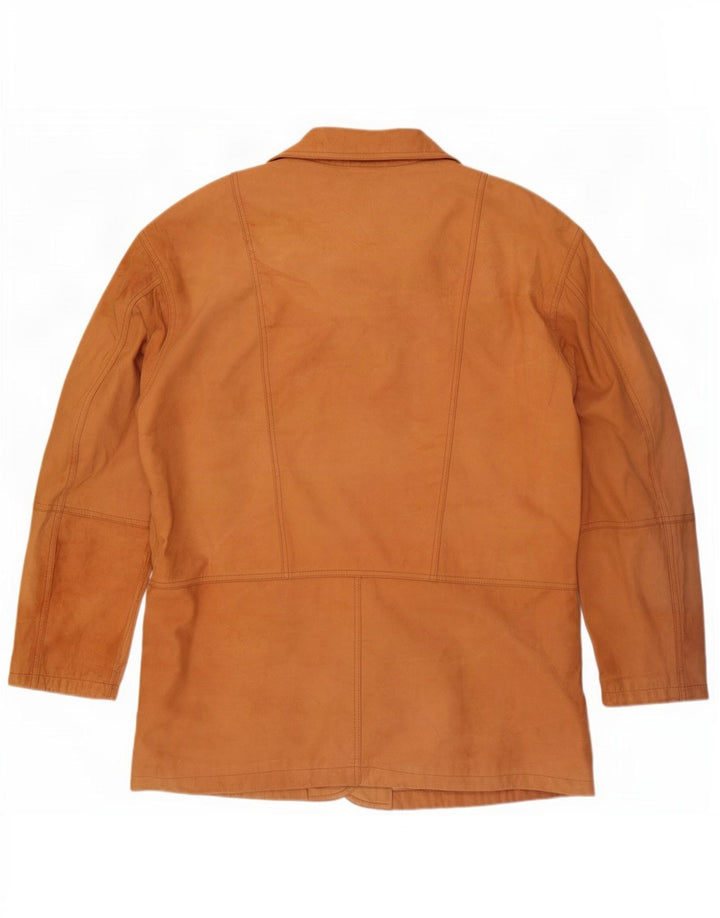 Vintage férfi 3 gombos bőr blézerkabát EU 58 4XL barna