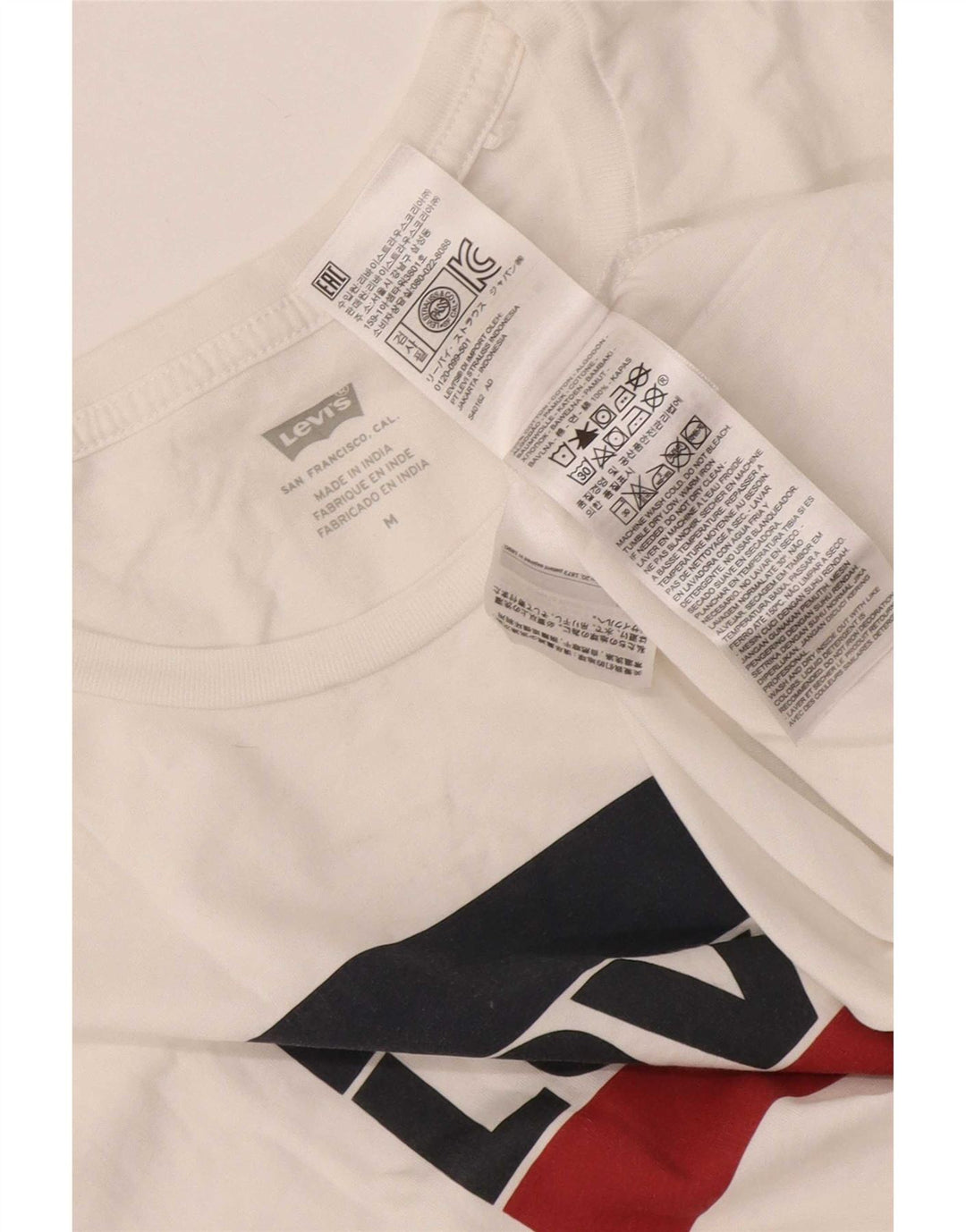 Levi's Womens Graphic T-Shirt Top UK 12 Medium White Cotton