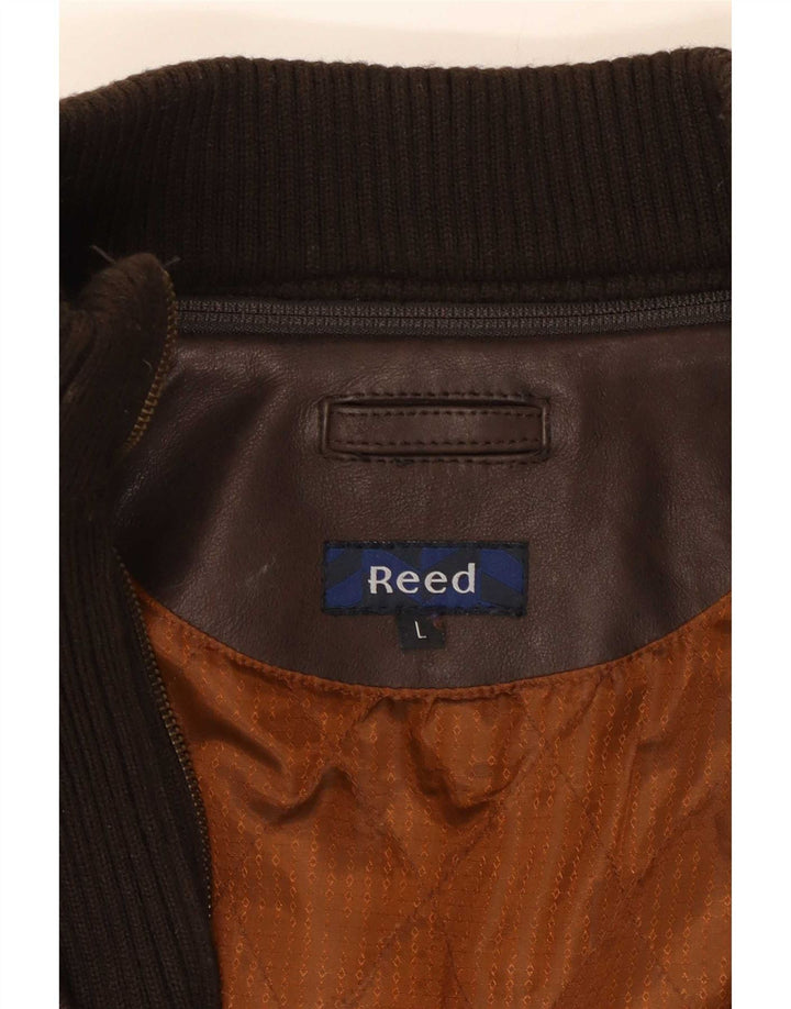 Męska kurtka skórzana Reed UK 40, duża, brązowa