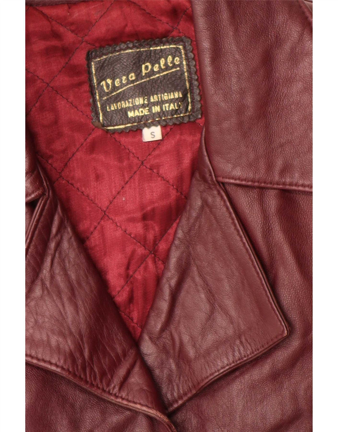 Jachetă vintage din piele cu 4 nasturi pentru femei UK 10 Mic Bordeaux