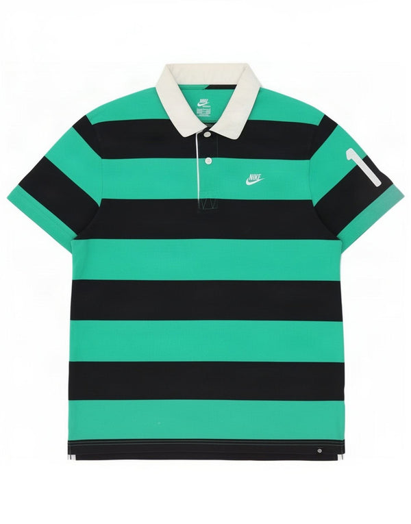 Nike muška grafička polo majica za ragbi UK 42/44 pamuk s velikim zelenim prugama