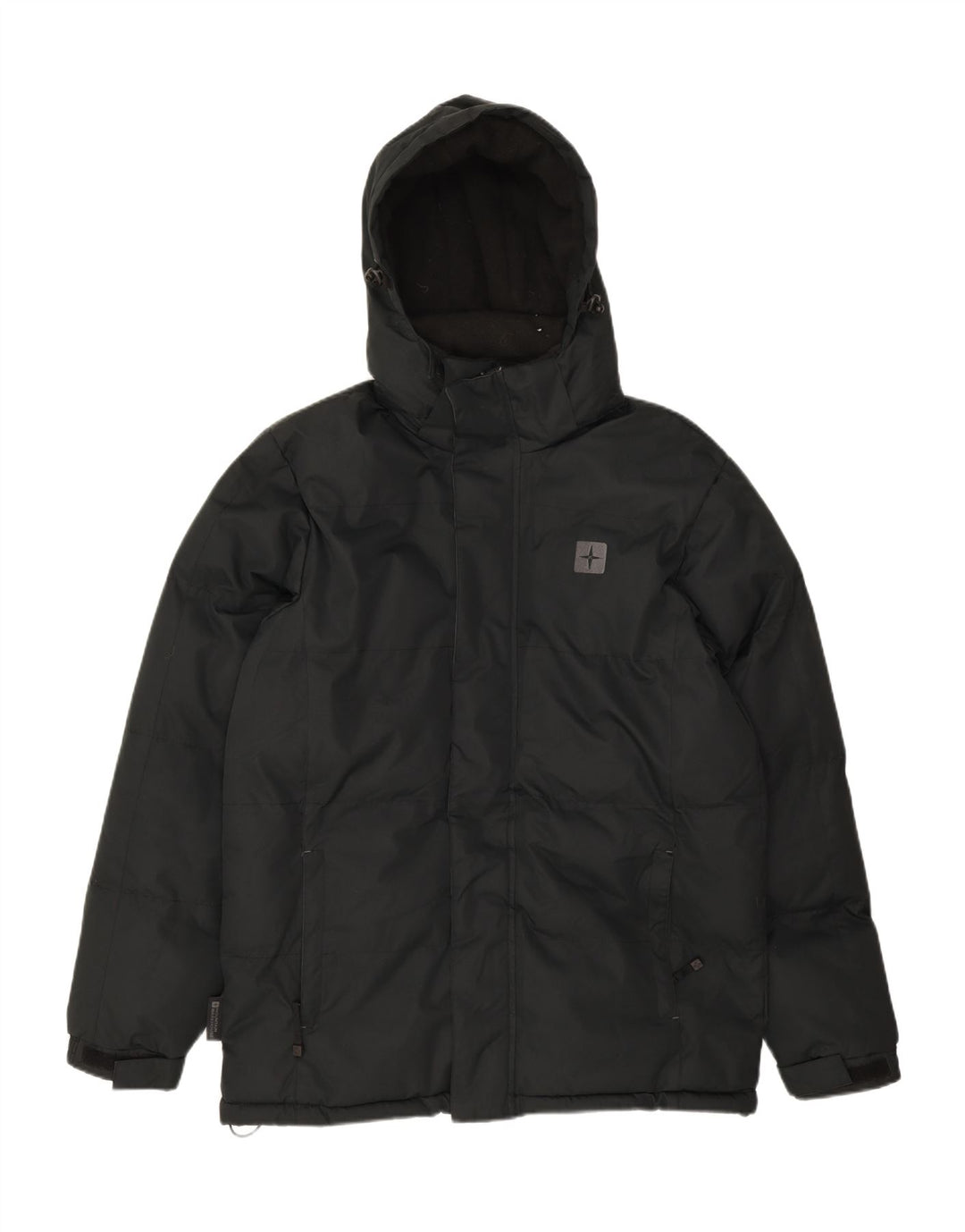 MOUNTAIN WAREHOUSE Mens Hooded Padded Jacket UK 36 Small Black Polyester Vintage Mountain Warehouse and Second-Hand Mountain Warehouse from Messina Hembry 