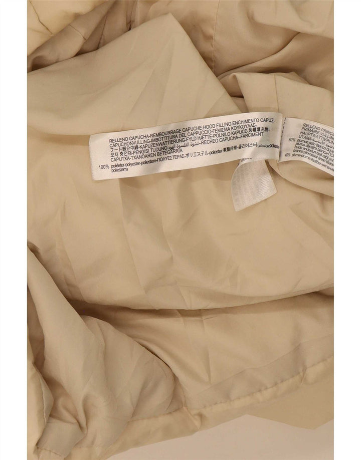 Zara Womens Hooded Oversized Padded Coat UK 6 XS Beige Polyester