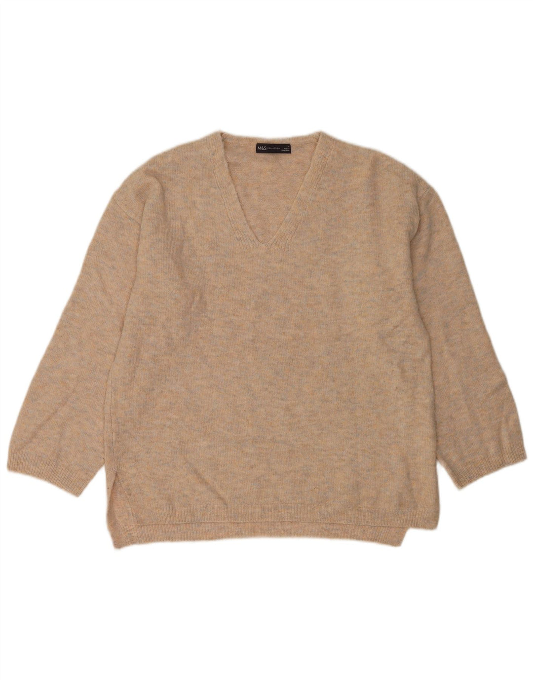 Marks & Spencer Womens V-Neck Jumper Sweater UK 14 Medium Grey Flecked
