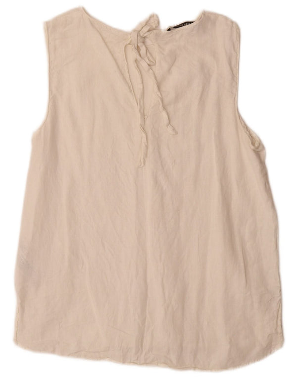 Zara Γυναικεία Αμάνικη Μπλούζα Μπλούζα UK 14 Large Off White Λευκό