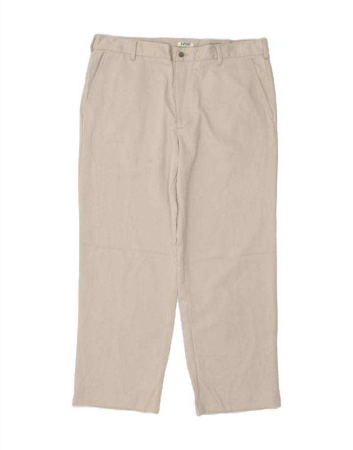 IZOD Mens Straight Chino Trousers W38 L30  Beige Polyester Vintage Izod and Second-Hand Izod from Messina Hembry 