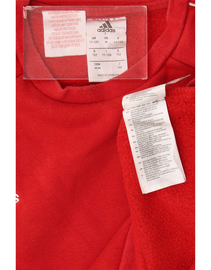 Adidas Boys Sweatshirt Jumper 11-12 Years Red Cotton