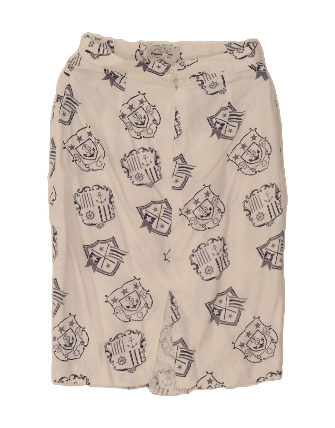 VINTAGE Womens Abstract Pattern Pencil Skirt IT 44 Medium W26 White Vintage Vintage and Second-Hand Vintage from Messina Hembry 