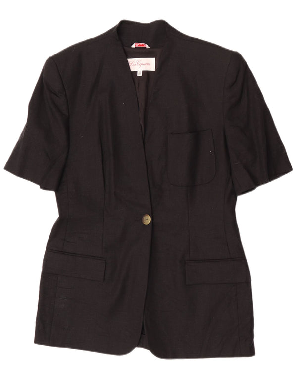 Les Copains Dame Kortærmet 1 Knap Blazer Jakke IT 44 Medium Sort