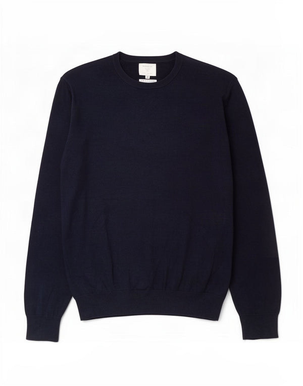 Ανδρικό πουλόβερ Marks & Spencer Crew Neck Jumper 2XL Navy Blue Cotton