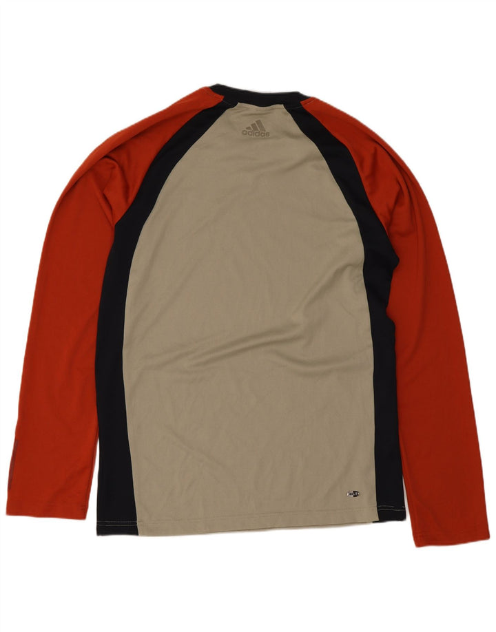 Adidas Maglietta grafica da uomo a maniche lunghe piccola in poliestere color block beige
