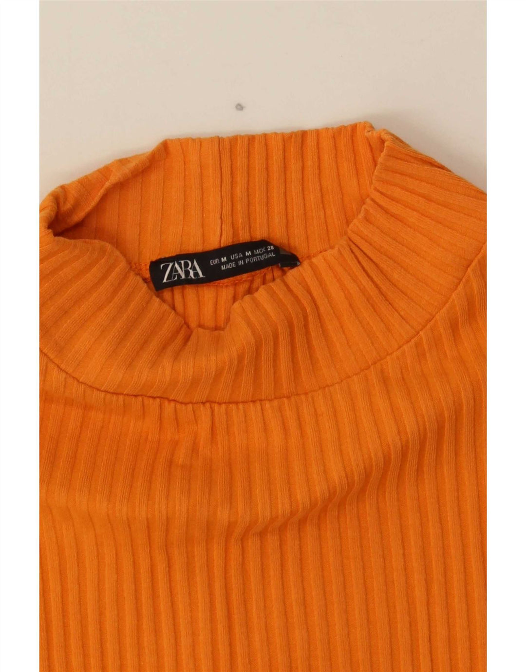 Zara Dame Crop Top Langærmet UK 12 Medium Orange