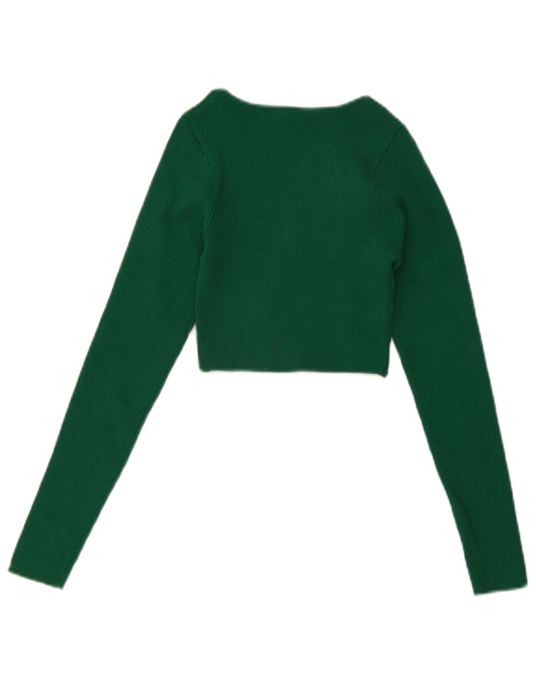Zara Womens Long Sleeve Crop Top UK 8 Small Green