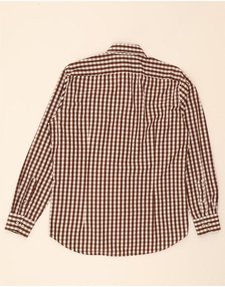 TOMMY HILFIGER Mens Fitted Shirt Size 41 16 Large Brown Gingham Cotton Vintage Tommy Hilfiger and Second-Hand Tommy Hilfiger from Messina Hembry 