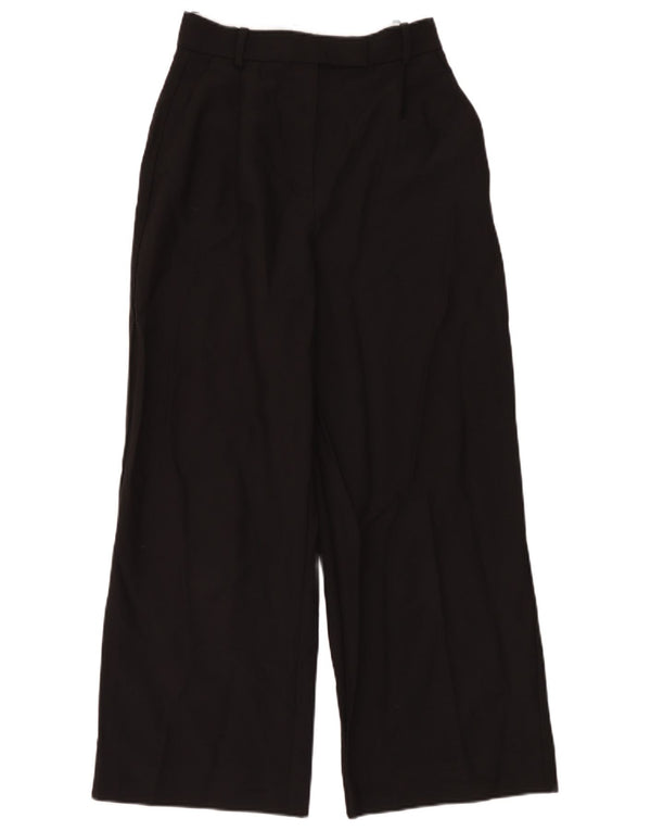 Zara Womens Wide Leg Suit Trousers Small W26 L28 Black Polyester