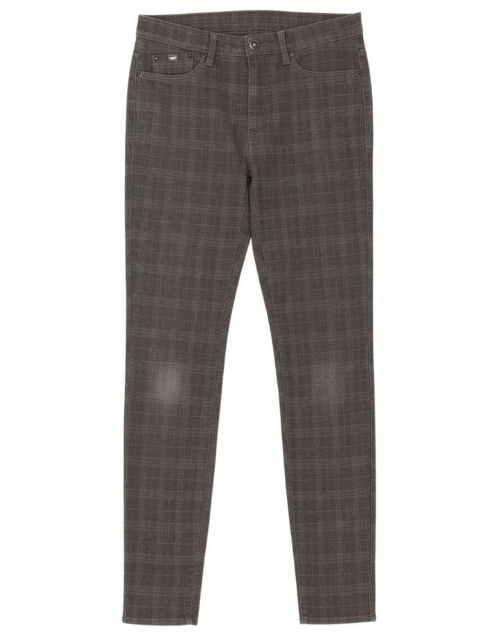 Gas Womens Slim Casual Trousers W28 L32 Grey Check Polyester