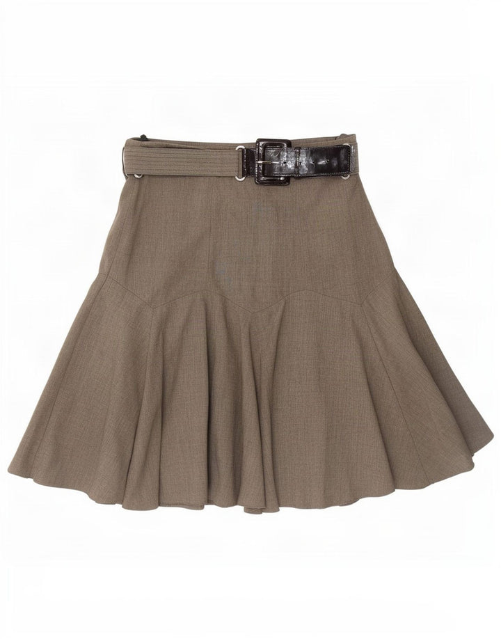 Marks & Spencer Damen ausgestellter Rock UK 12 Medium W30 Beige Polyester