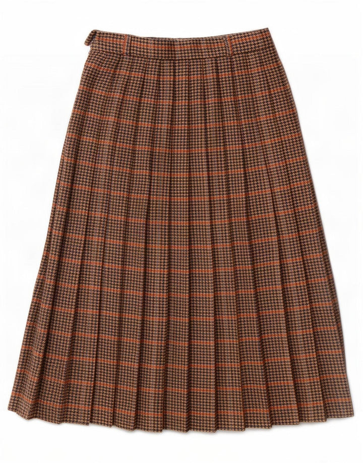 Женская плиссированная юбка Avoca Medium W28 Коричневая с узором «гусиные лапки», новая шерсть