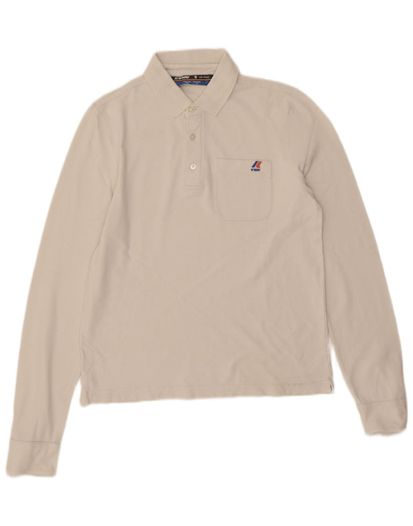 Polo K-Way da uomo a manica lunga piccola in cotone bianco