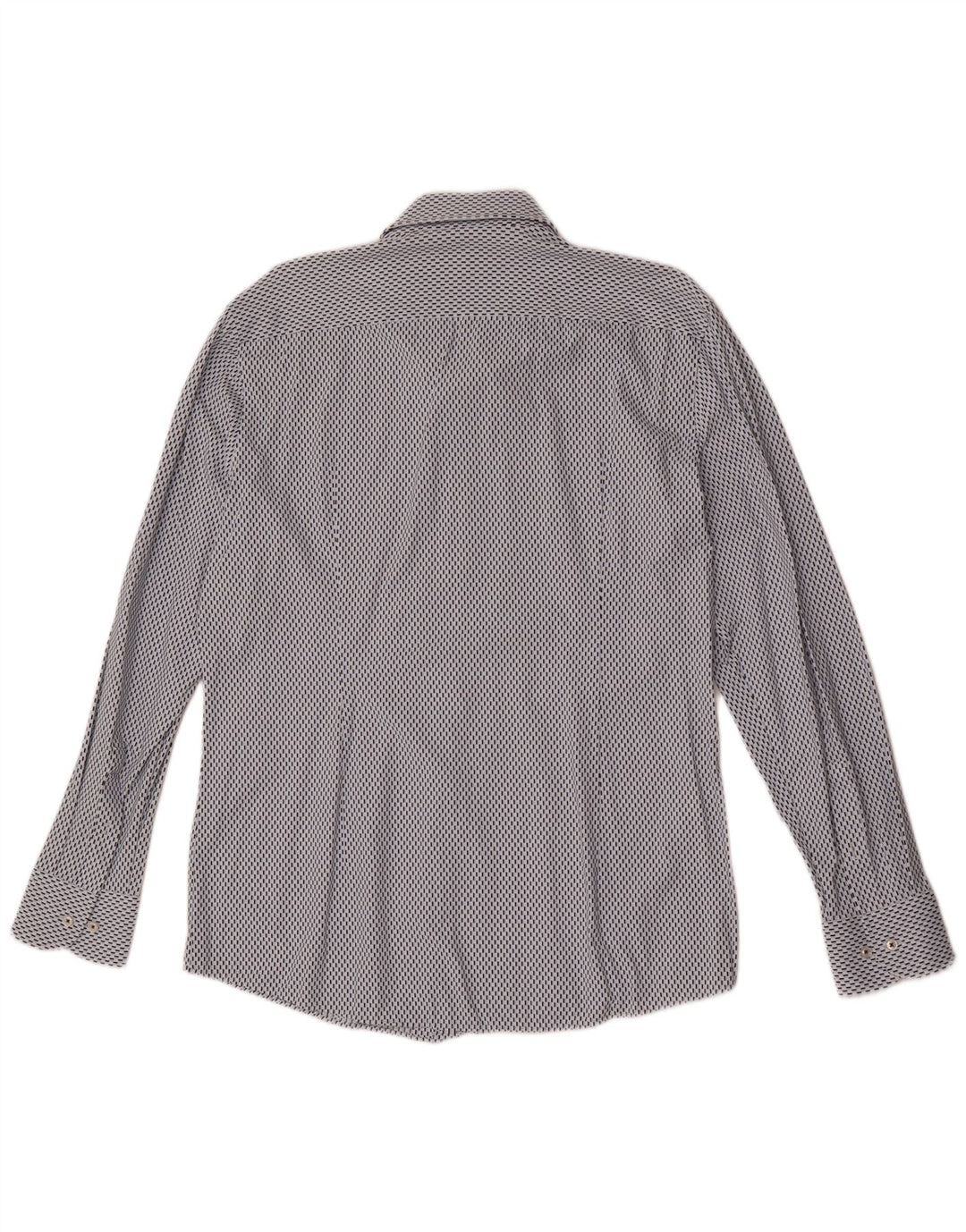 Hugo Boss Mens Slim Fit Shirt Size 41 16 Large Blue Geometric Polyamide