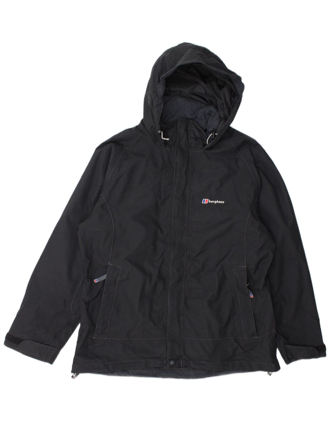 Berghaus Womens Hooded Oversized Rain Jacket UK 16 Large Black Nylon