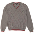 BROOKS BROTHERS Pull à col en V pour homme Taille L Gris Argyle/Diamant