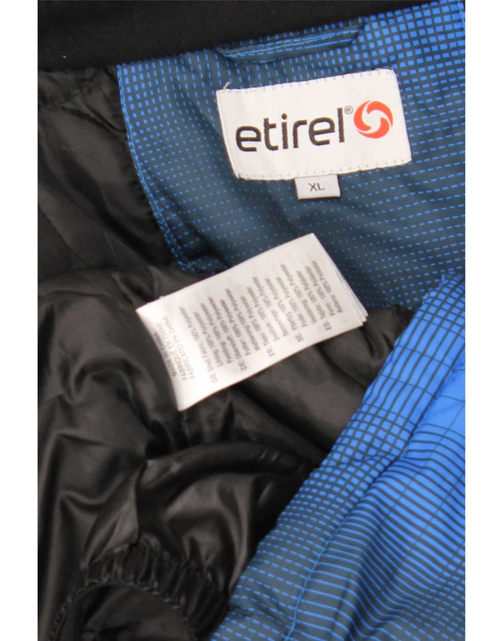 Etirel Skijakke med hætte til mænd UK 42 XL blå ternet polyester