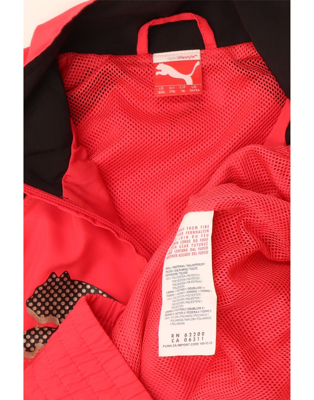 Puma Boys Graphic Tracksuit Top Jacket 15-16 Years Red Colourblock