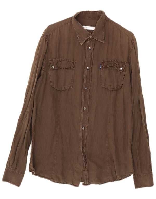 Camicia Trussardi Uomo Large Lino Kaki