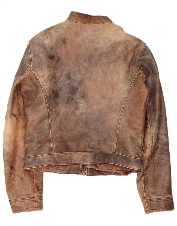 veste de course en cuir femme vintage IT 48 XL Marron