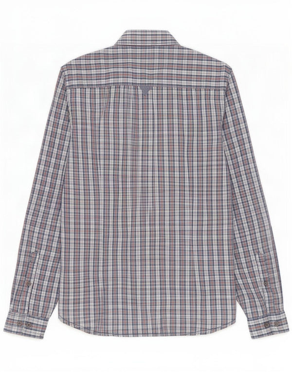 Guess Camicia slim fit da uomo in cotone a quadri blu medio