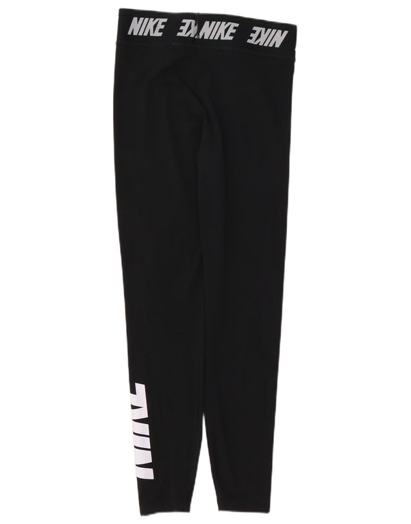 Nike Womens Graphic Leggings UK 8 Small Black Cotton