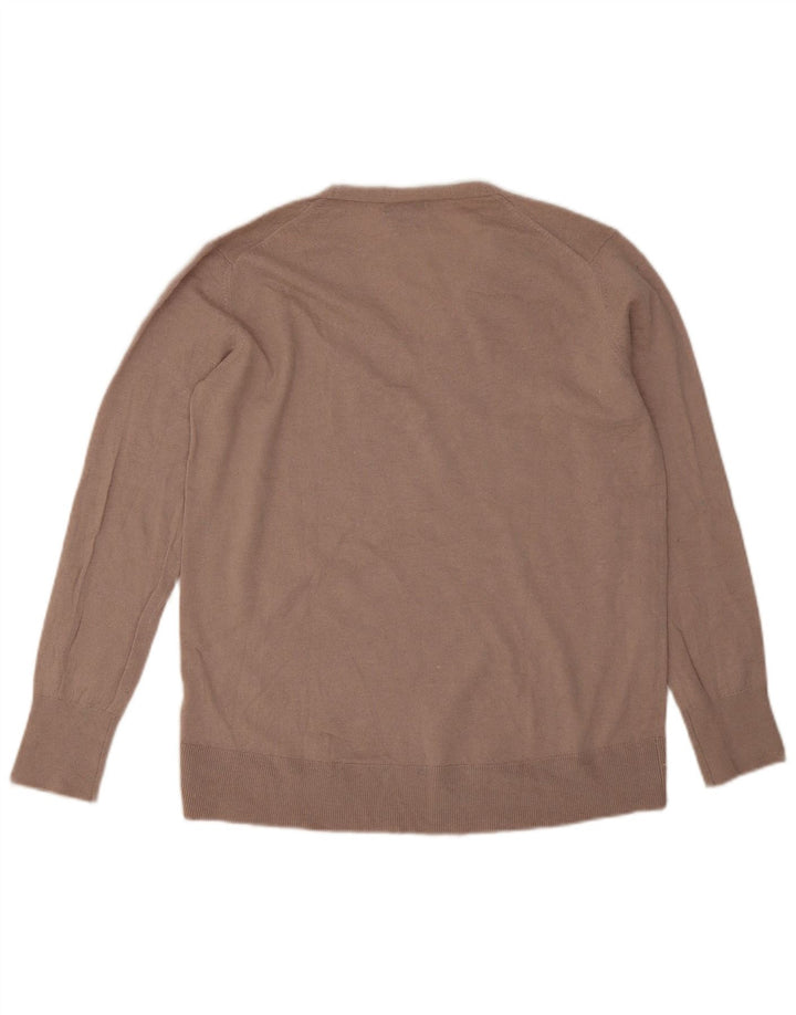 Massimo Dutti Womens Oversized V-Neck Jumper Sweater UK 6 XS Grey
