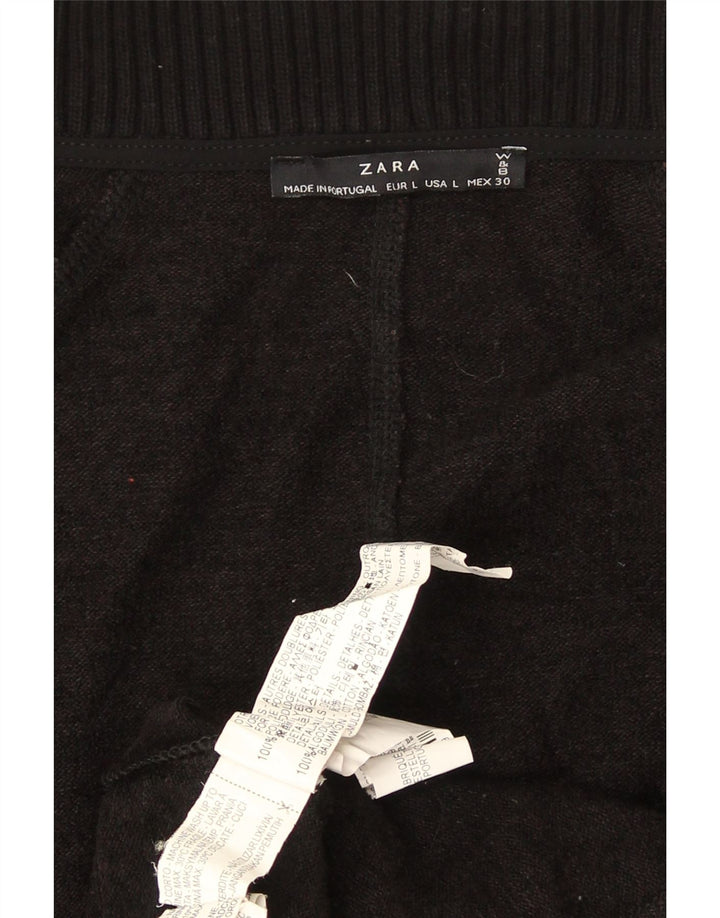 Zara Womens Oversized Longline Cardigan Sweater UK 16 Large Black Polyester