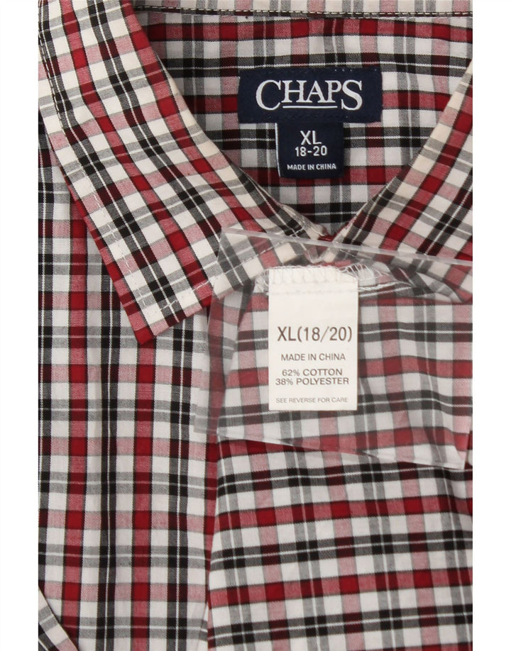 CHAPS Boys Flannel Shirt 15-16 Years XL Red Check Cotton Vintage Chaps and Second-Hand Chaps from Messina Hembry 