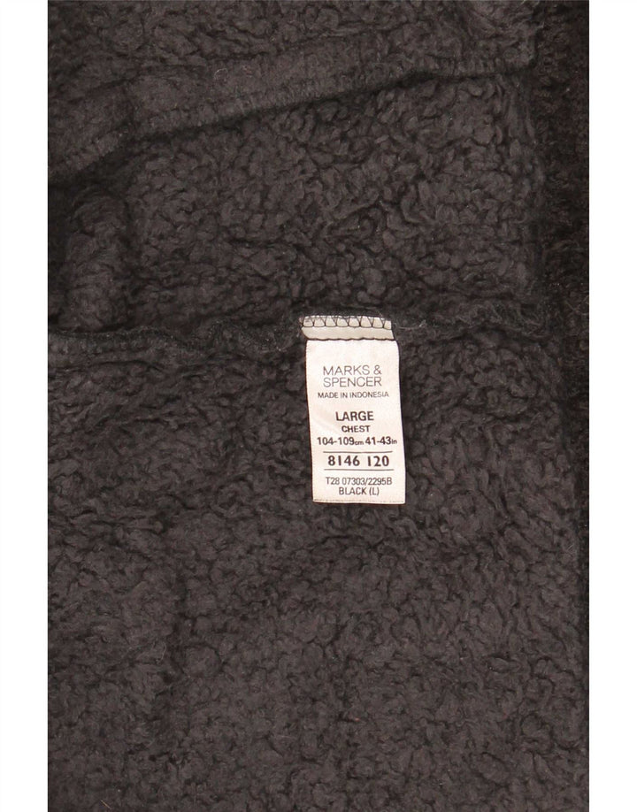 Marks & Spencer Herre Sherpa Fleecejakke UK 40 Stor Sort Polyester
