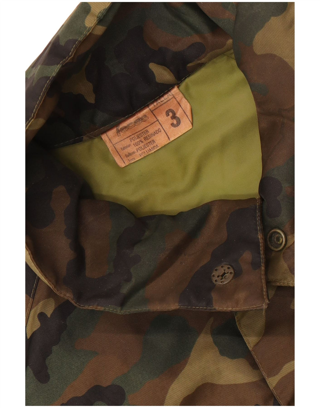 Vintage Mens Military Jacket UK 42 XL Khaki Camouflage Polyester