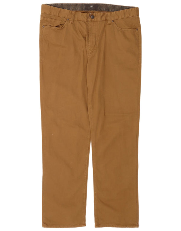 Marks & Spencer Mens Regular Casual Trousers W36 L31 Brown Cotton