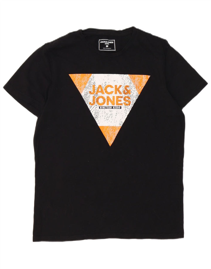 JACK & JONES Mens Core Graphic T-Shirt Top Medium Black Cotton