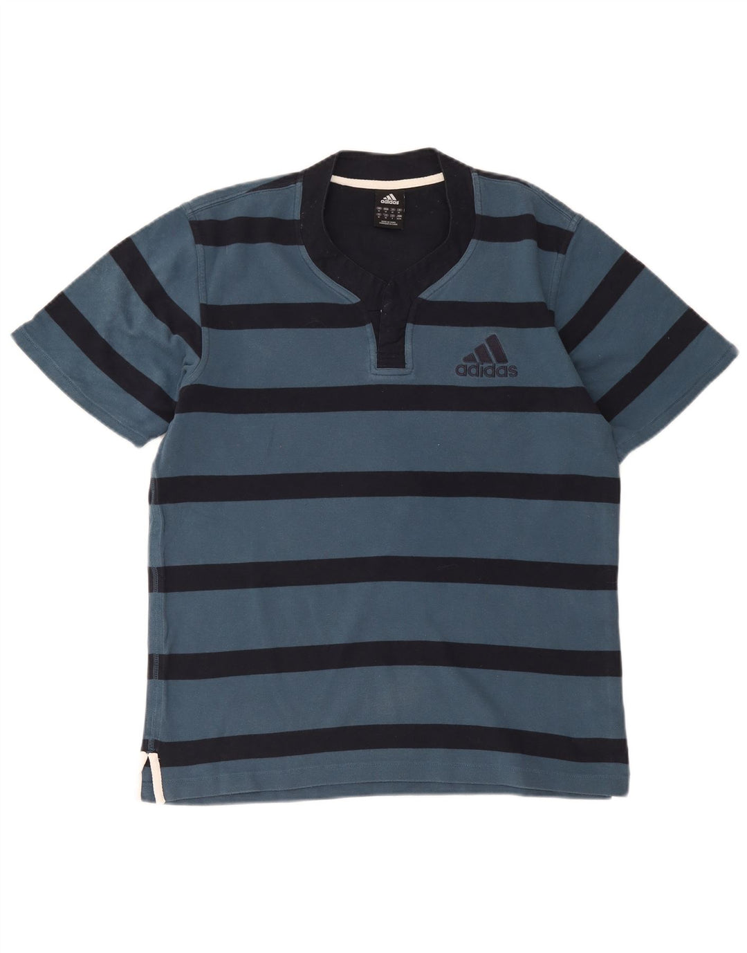 T-shirt da uomo Adidas Top in cotone a righe blu medio