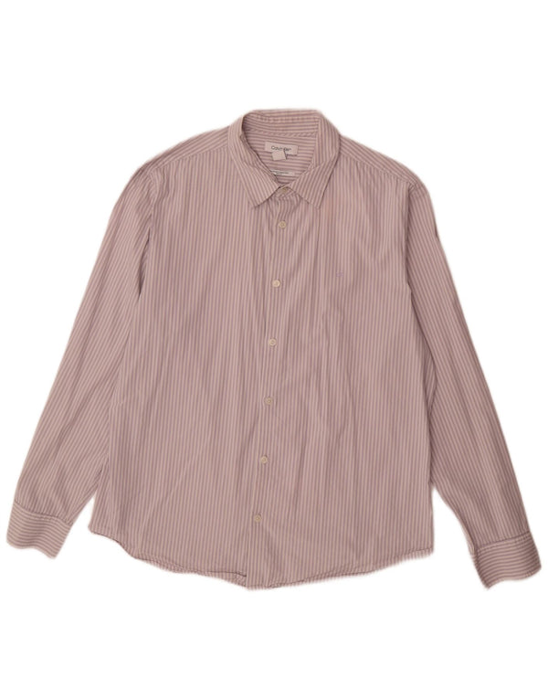 Calvin Klein Mens Slim Fit Shirt XL Purple Pinstripe Cotton