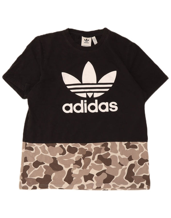 Adidas Mens Graphic T-Shirt Top Medium Black Camouflage Cotton