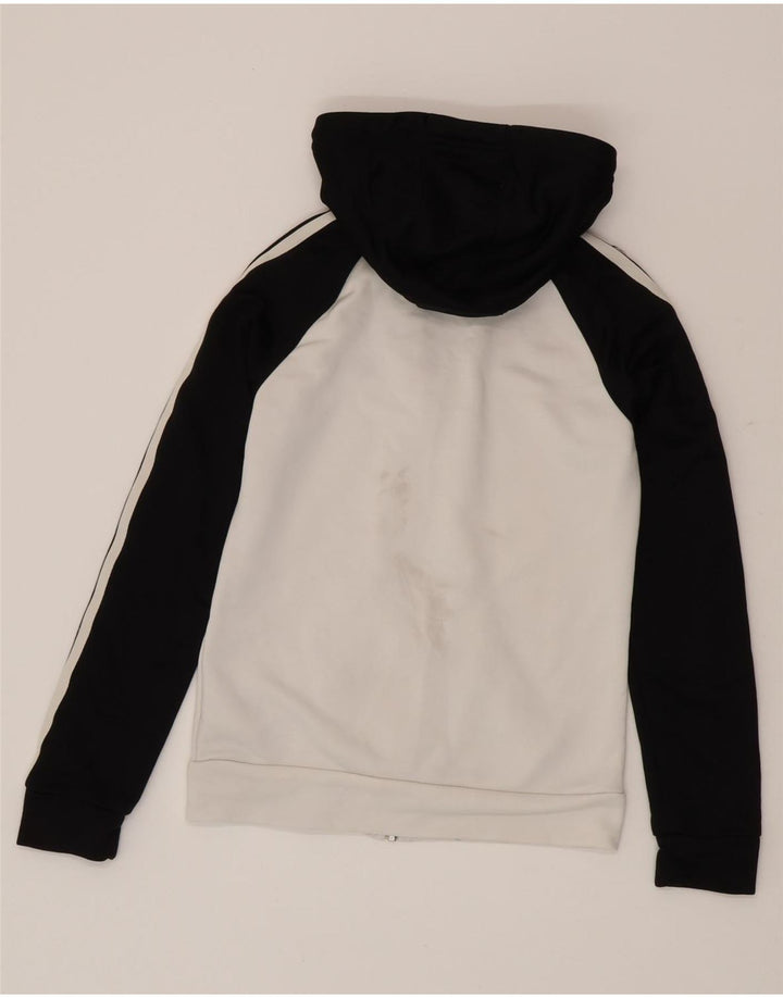 Adidas Womens Zip Hoodie Sweater UK 8 Small  White Colourblock Polyester