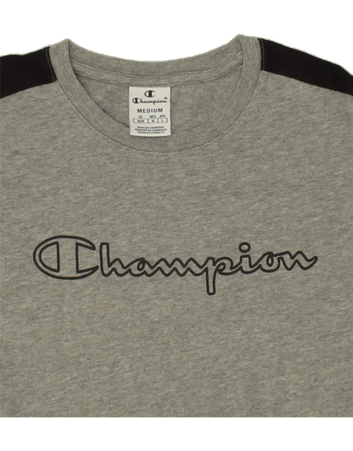 CHAMPION Womens Graphic T-Shirt Top UK 12 Medium Grey Cotton Vintage Champion and Second-Hand Champion from Messina Hembry 