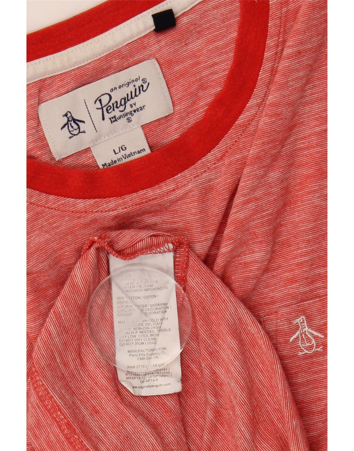 Penguin Mens T-Shirt Top Large Red Flecked Cotton