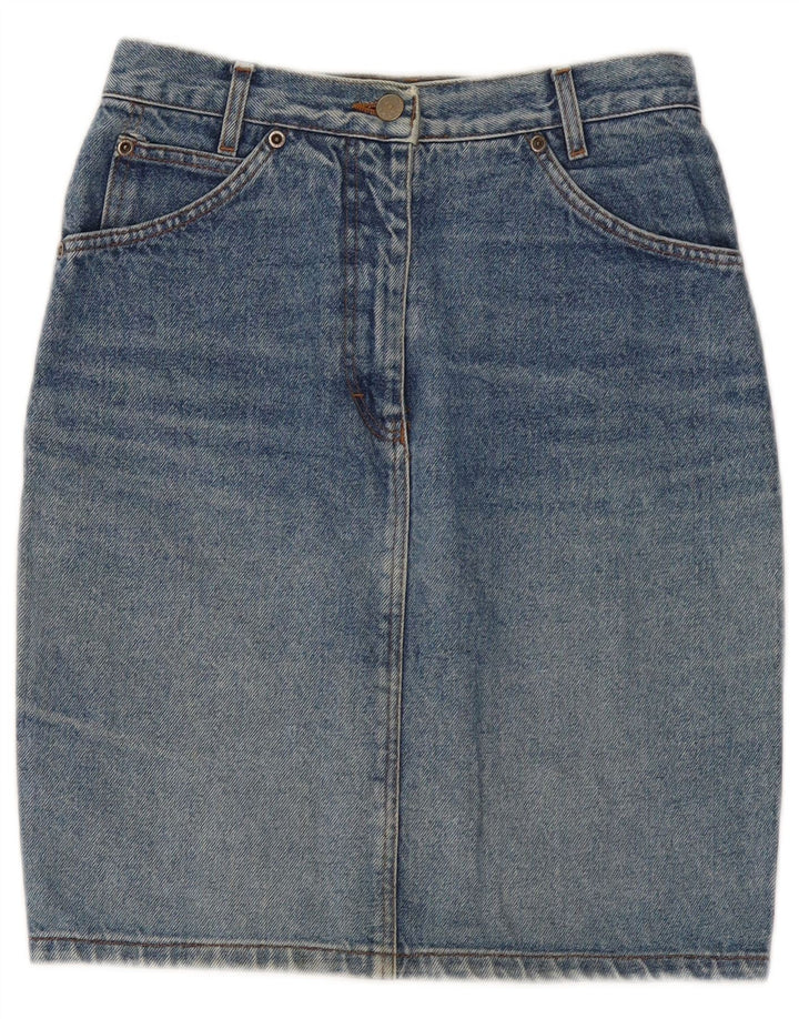 Vintage Womens Denim Skirt IT 44 Medium W28 Blue Cotton