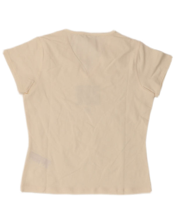 Reebok Womens Graphic T-Shirt Top UK 14 Large Off White Baumwolle