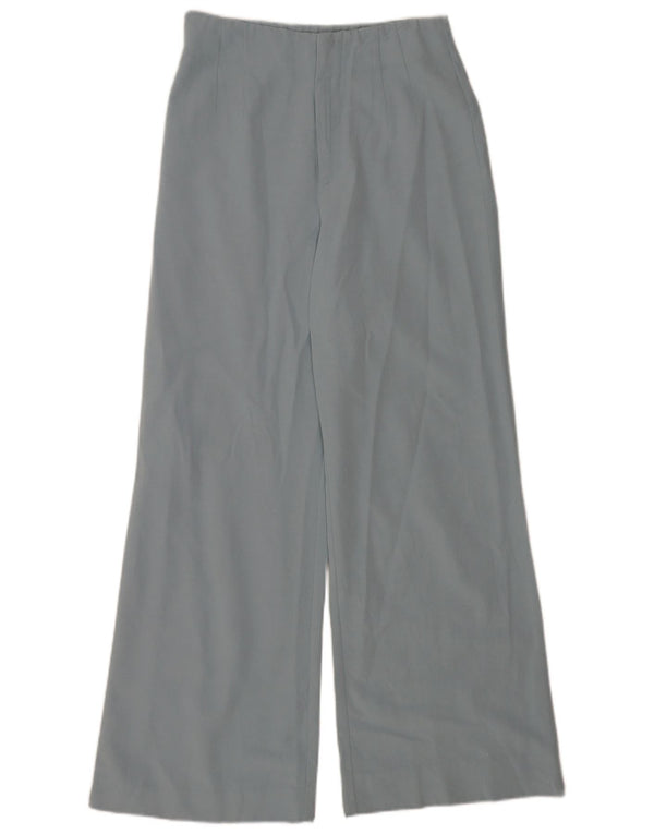 Zara kvinders højtaljede brede ben Casual bukser Small W26 L28 Blue Viscose