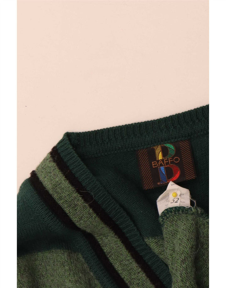 Maglione da uomo con scollo a V Baffo IT 52 Lana geometrica verde grande