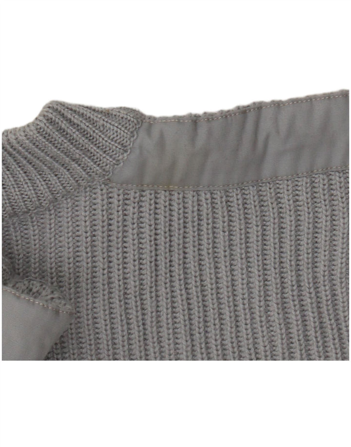 Vintage Mens Cardigan Sweater Medium Grey Retro